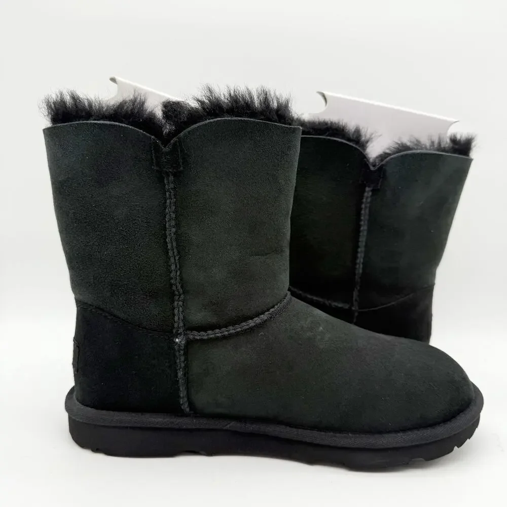 UGG Kids Bailey Button II Winter Boot US 6 EU 38 Black Sheepskin NIB
